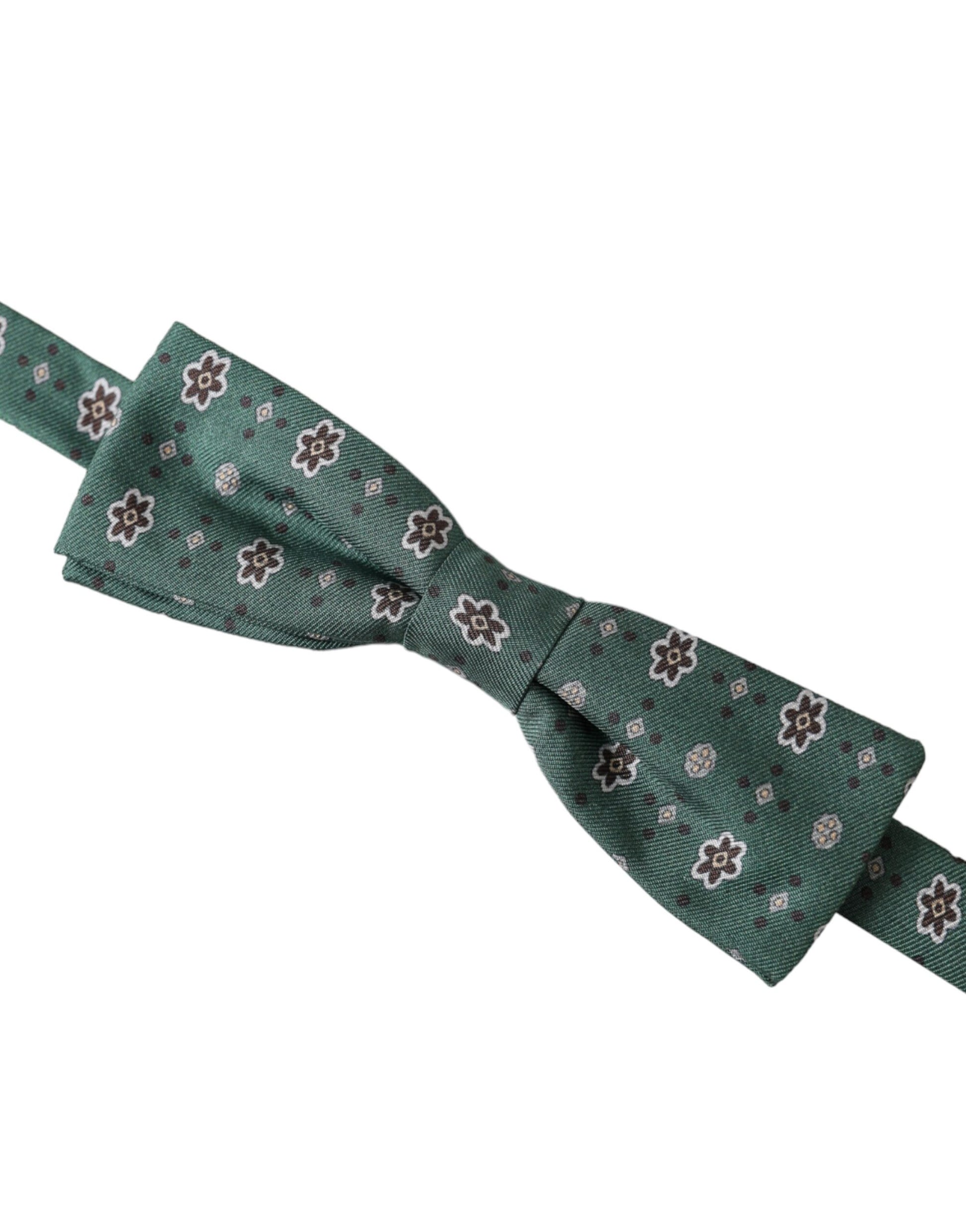 Dolce & Gabbana Mint Green Floral Adjustable Neck Men Bow Tie