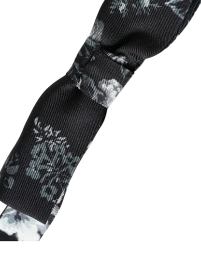 Pajarita ajustable para hombre de seda con estampado floral negro de Dolce &amp; Gabbana