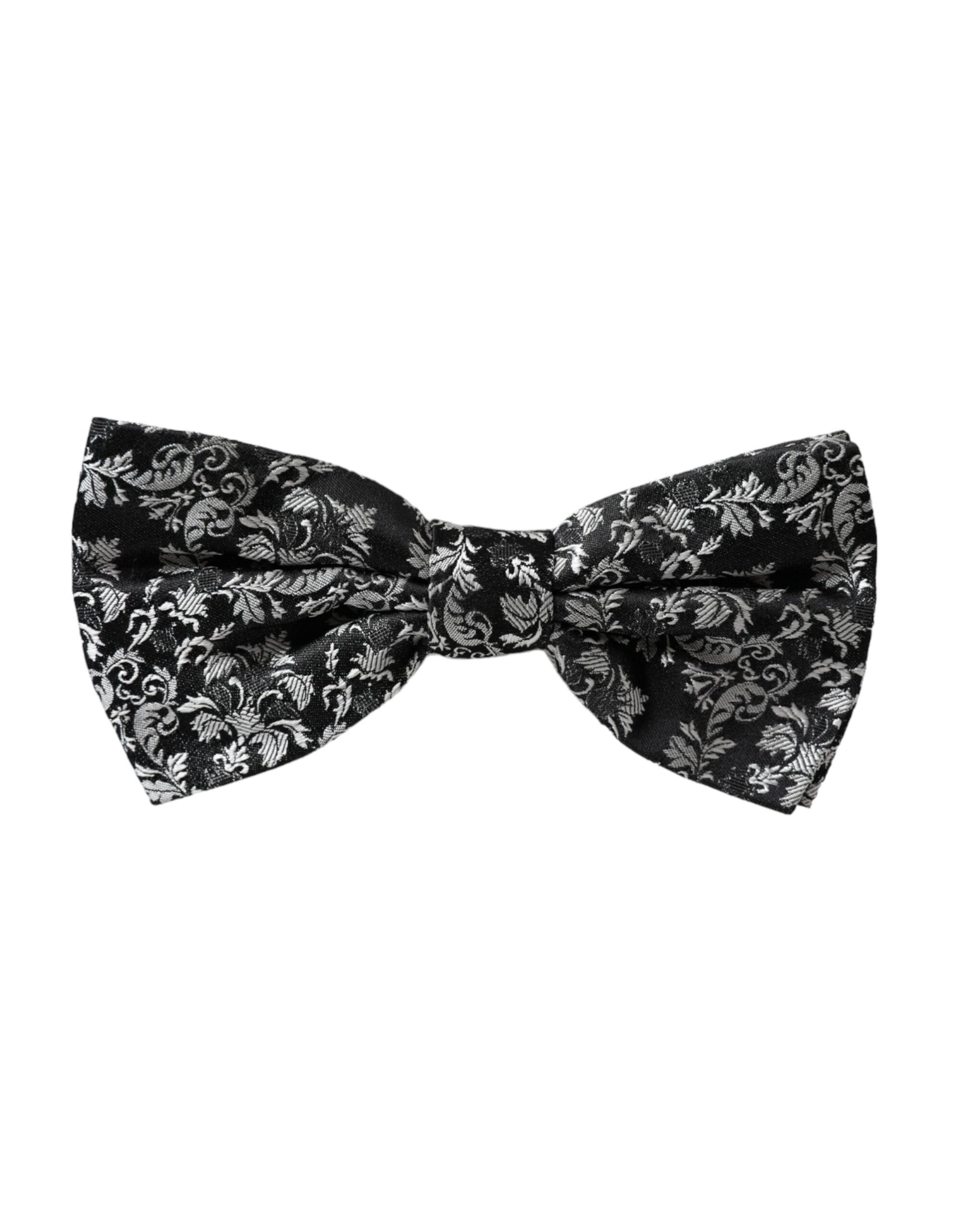 Pajarita ajustable para hombre de seda con estampado floral negro de Dolce &amp; Gabbana