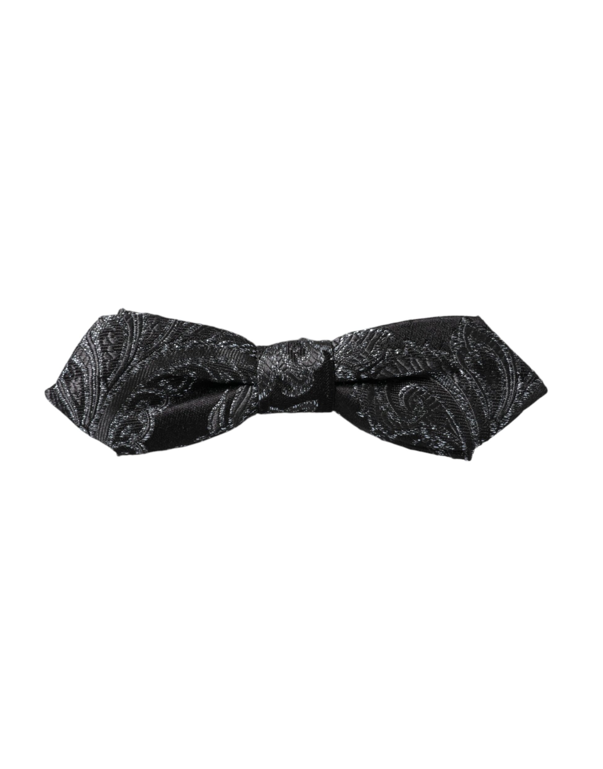 Pajarita de seda negra con cuello ajustable en jacquard para hombre de Dolce &amp; Gabbana