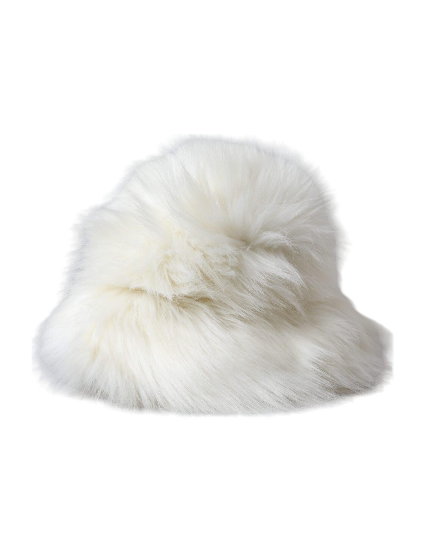 Dolce & Gabbana White Acrylic Fur Womens Bucket Hat