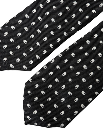 Corbata ajustable de seda 100 % con estampado negro de Dolce &amp; Gabbana