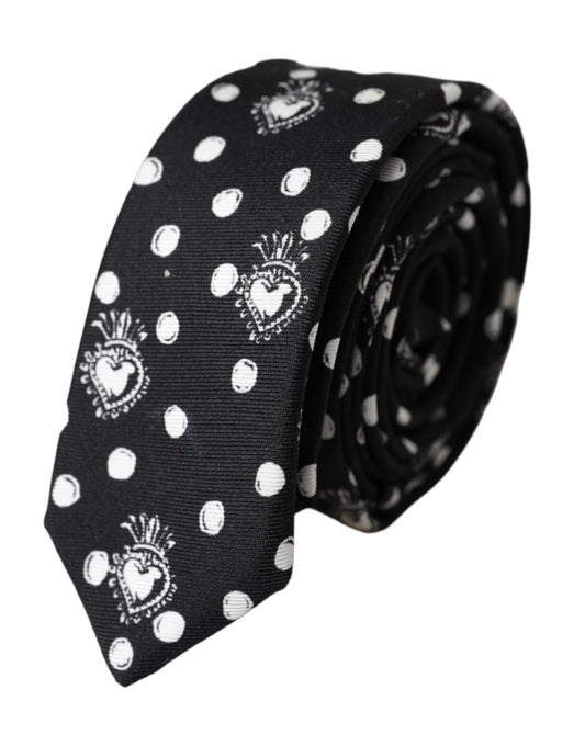 Corbata ajustable con lunares y corazón negro de Dolce &amp; Gabbana