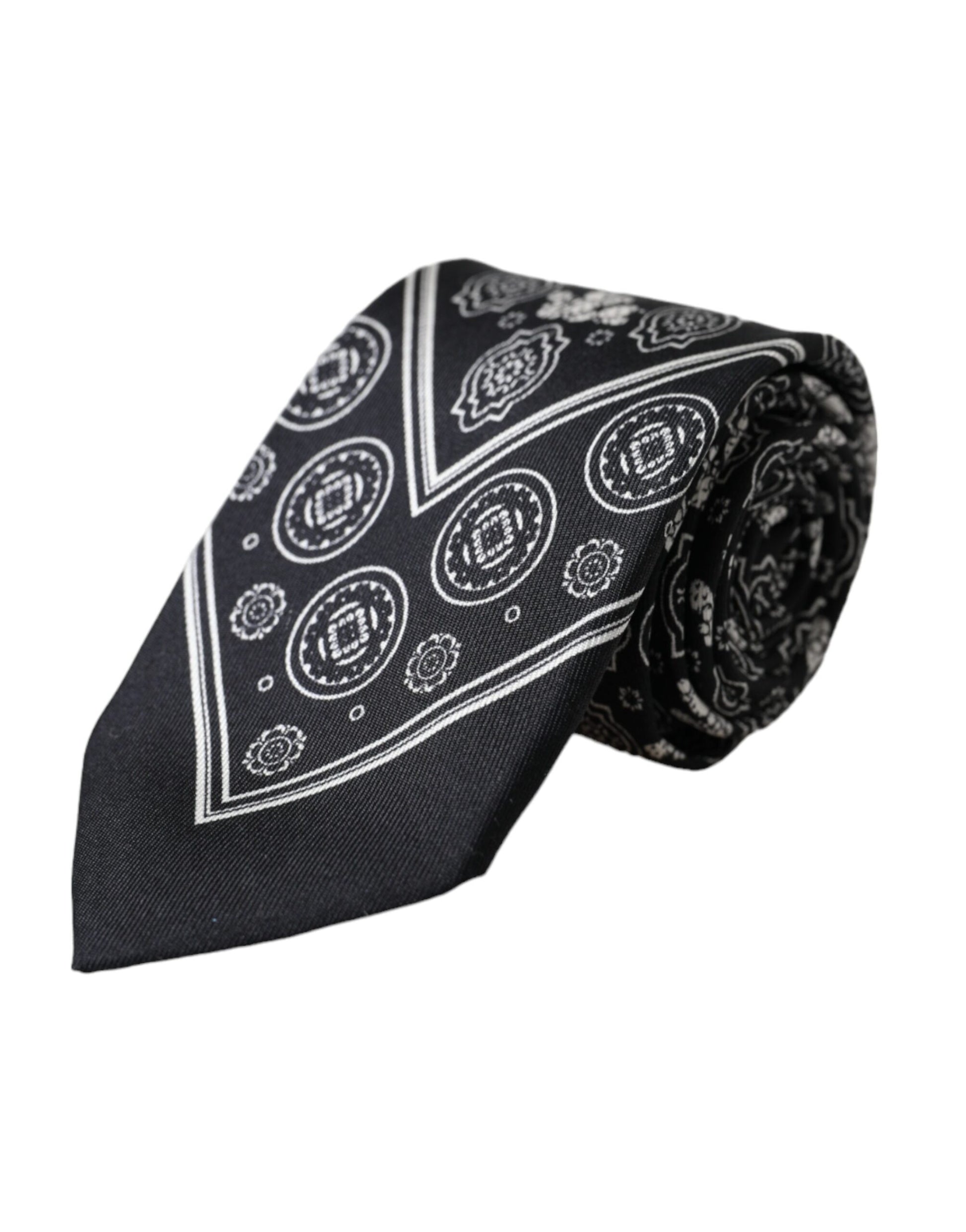 Corbata ajustable de seda 100 % con estampado negro de Dolce &amp; Gabbana