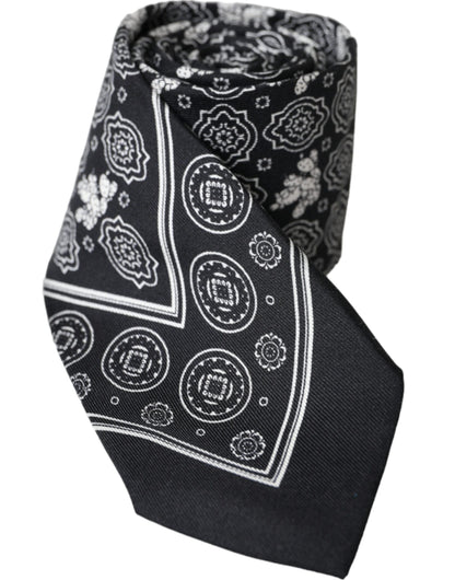 Corbata ajustable de seda 100 % con estampado negro de Dolce &amp; Gabbana