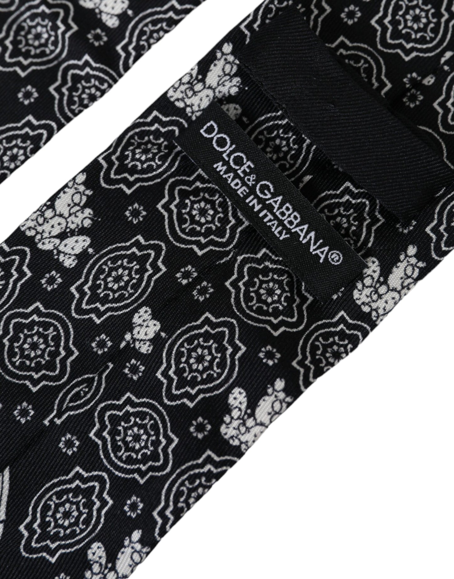 Corbata ajustable de seda 100 % con estampado negro de Dolce &amp; Gabbana