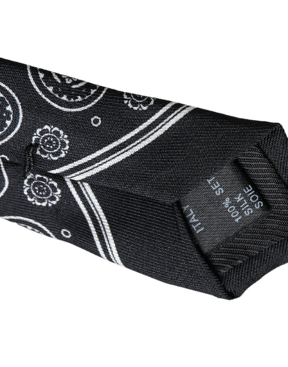 Corbata ajustable de seda 100 % con estampado negro de Dolce &amp; Gabbana