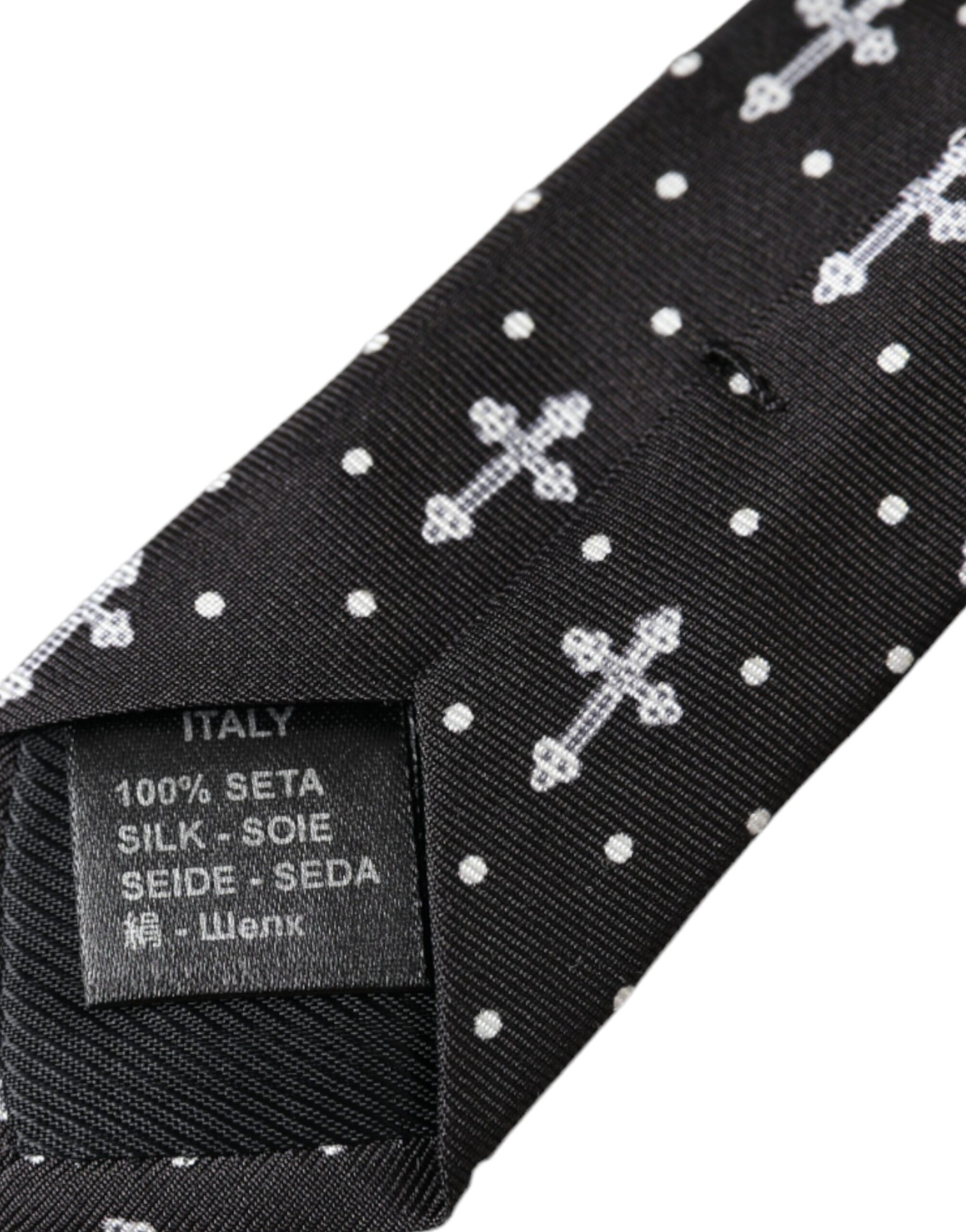 Corbata ajustable de seda con cruz blanca y negra de Dolce &amp; Gabbana