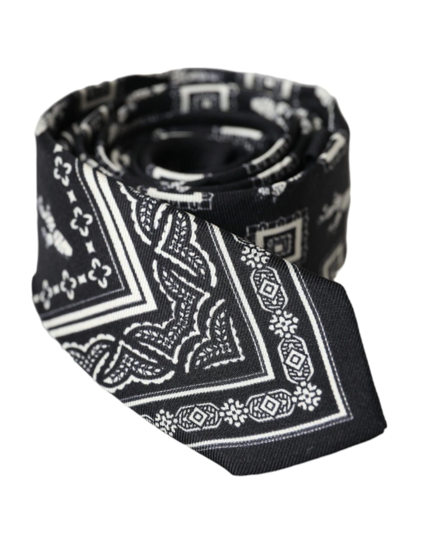 Dolce & Gabbana Black Patterned 100%Silk Adjustable Tie