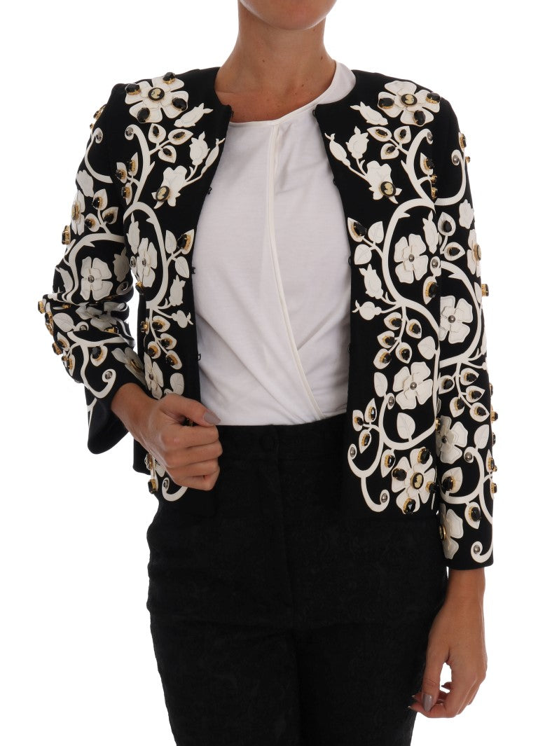 Chaqueta de lana con cristales y bordado floral de Dolce &amp; Gabbana