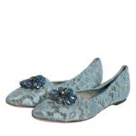 Bailarinas planas con cristales y encaje azul de Dolce &amp; Gabbana