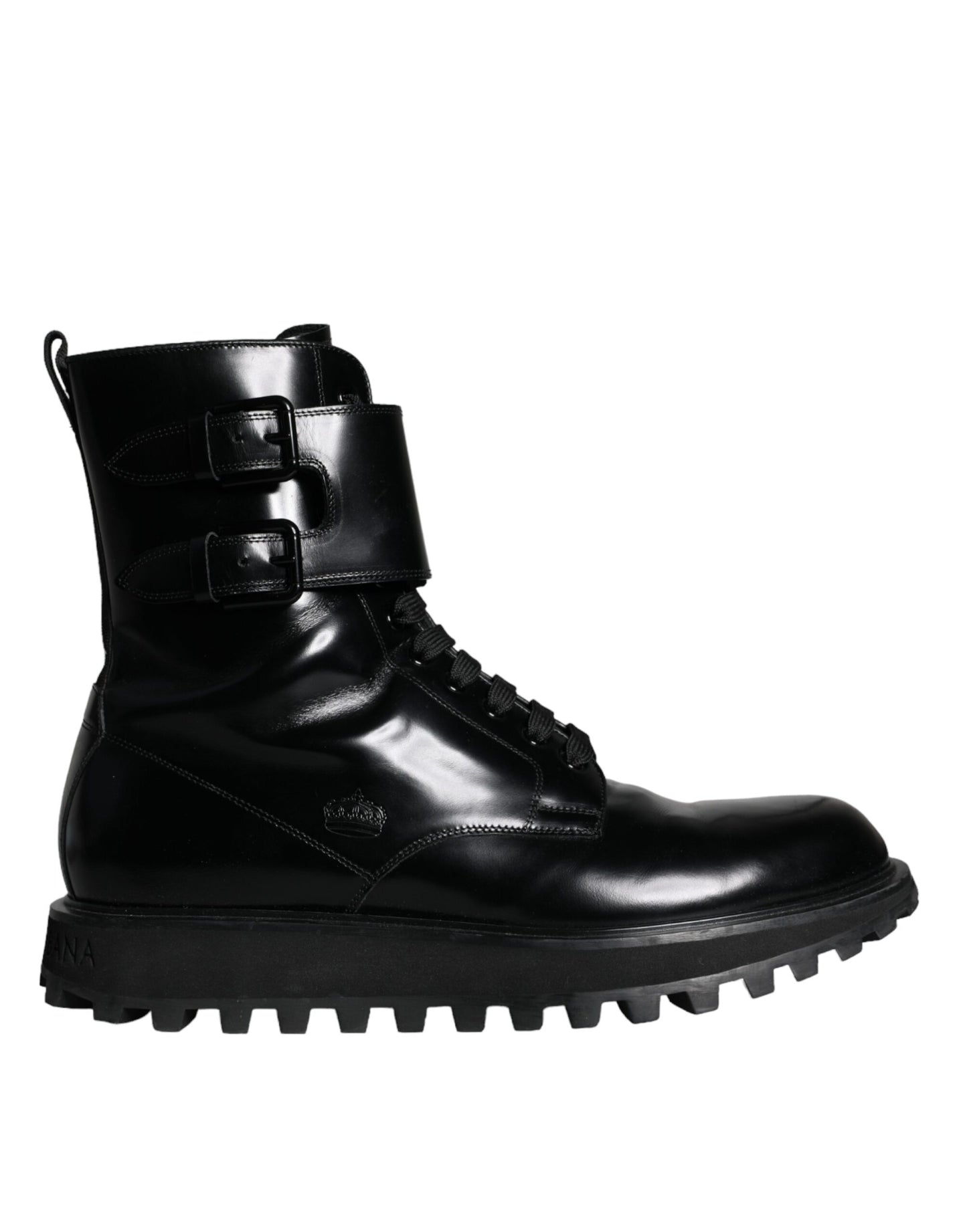 Botas de media caña con cordones de cuero negro de Dolce &amp; Gabbana para hombre