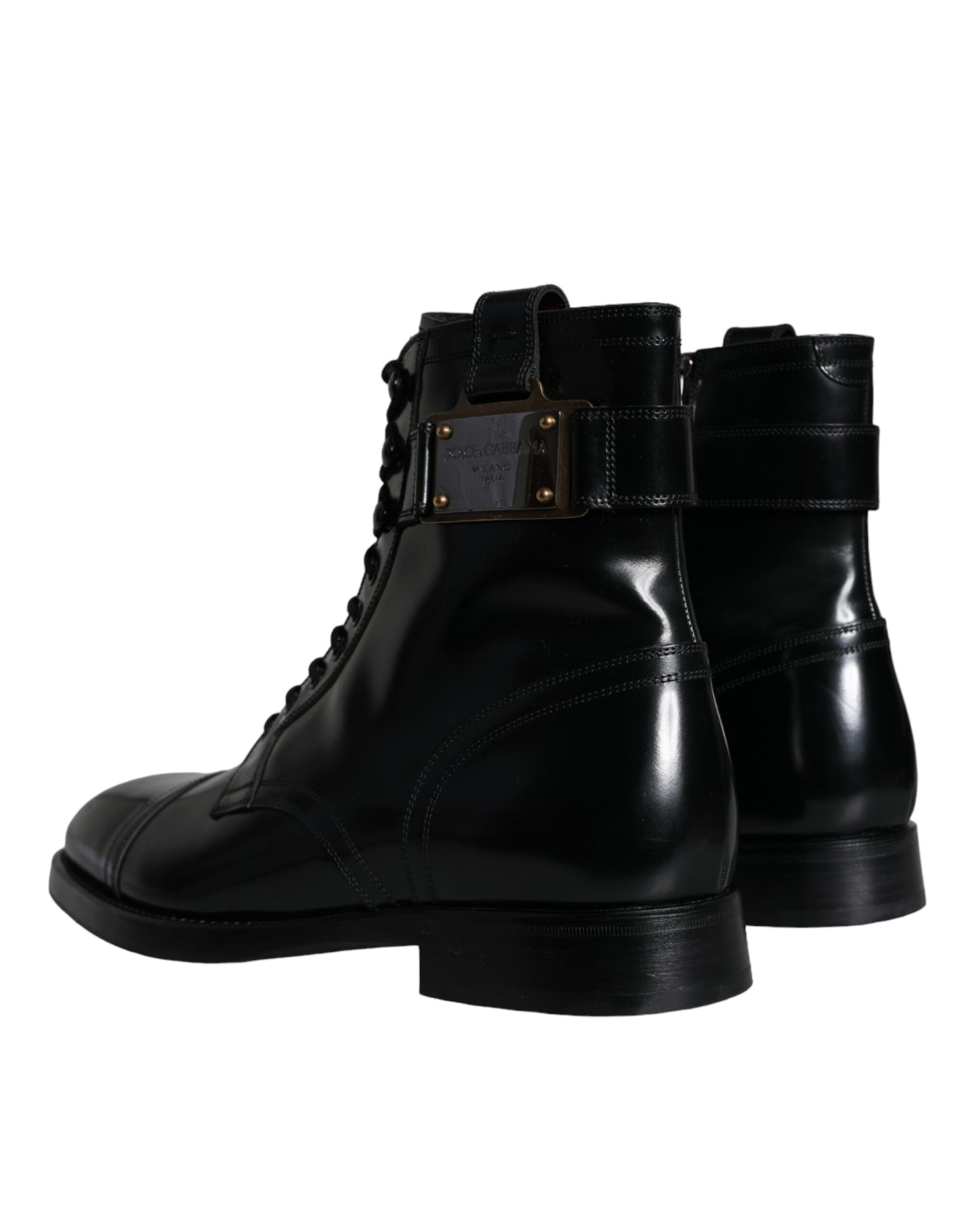 Botas de media pantorrilla con cordones y logotipo negro de Dolce &amp; Gabbana para hombre