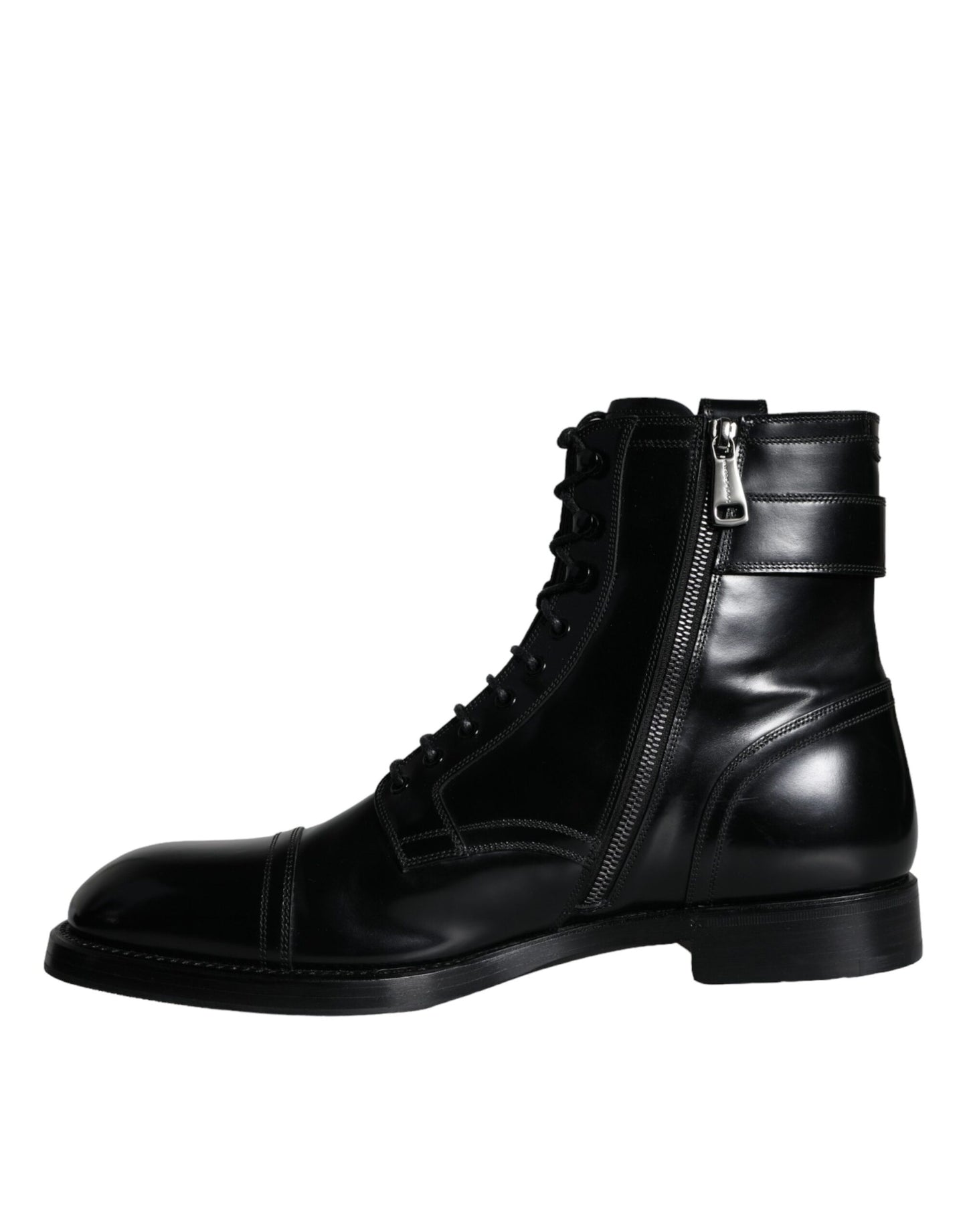 Botas de media pantorrilla con cordones y logotipo negro de Dolce &amp; Gabbana para hombre