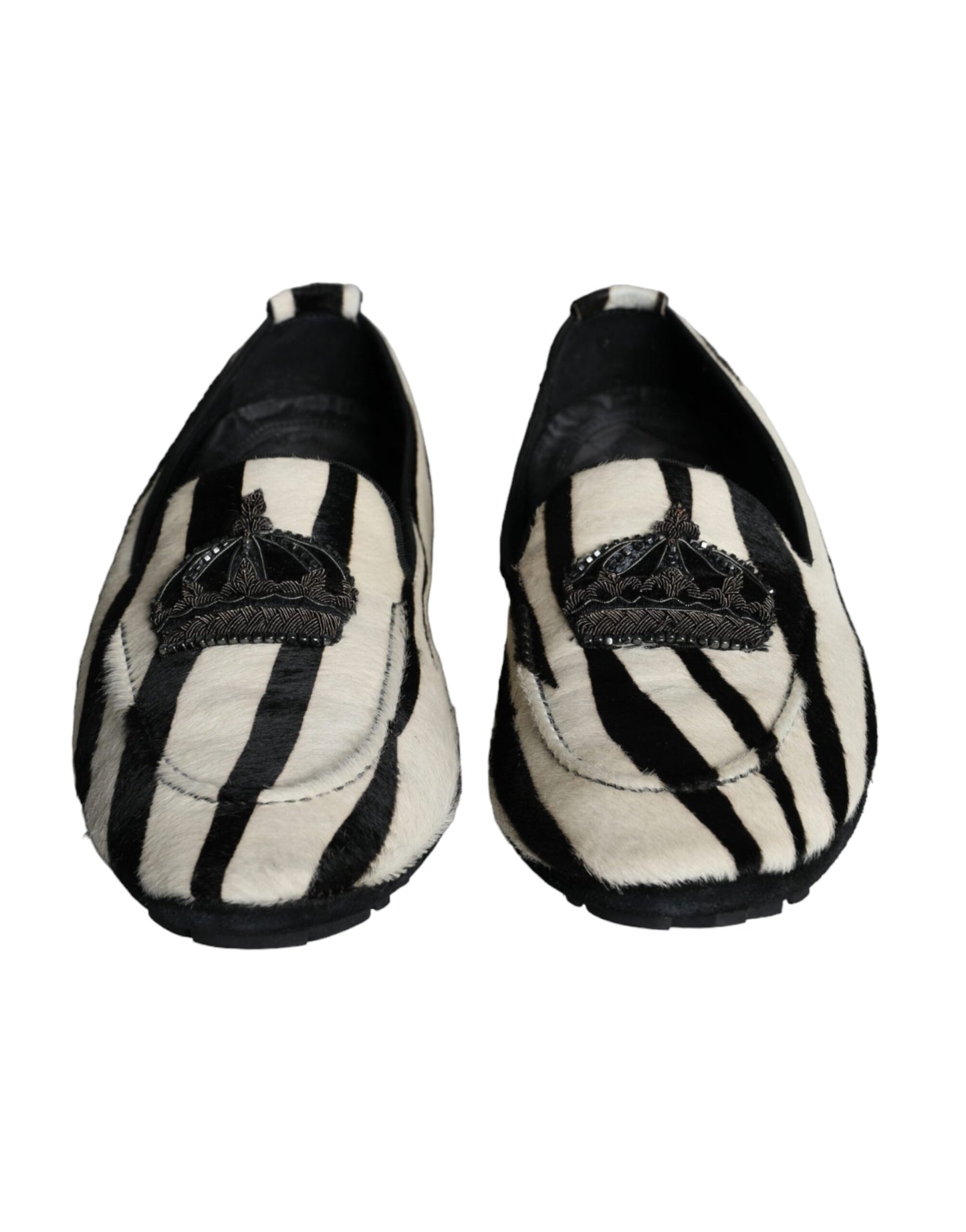 Mocasines sin cordones de piel de becerro en blanco y negro de Dolce &amp; Gabbana para hombre