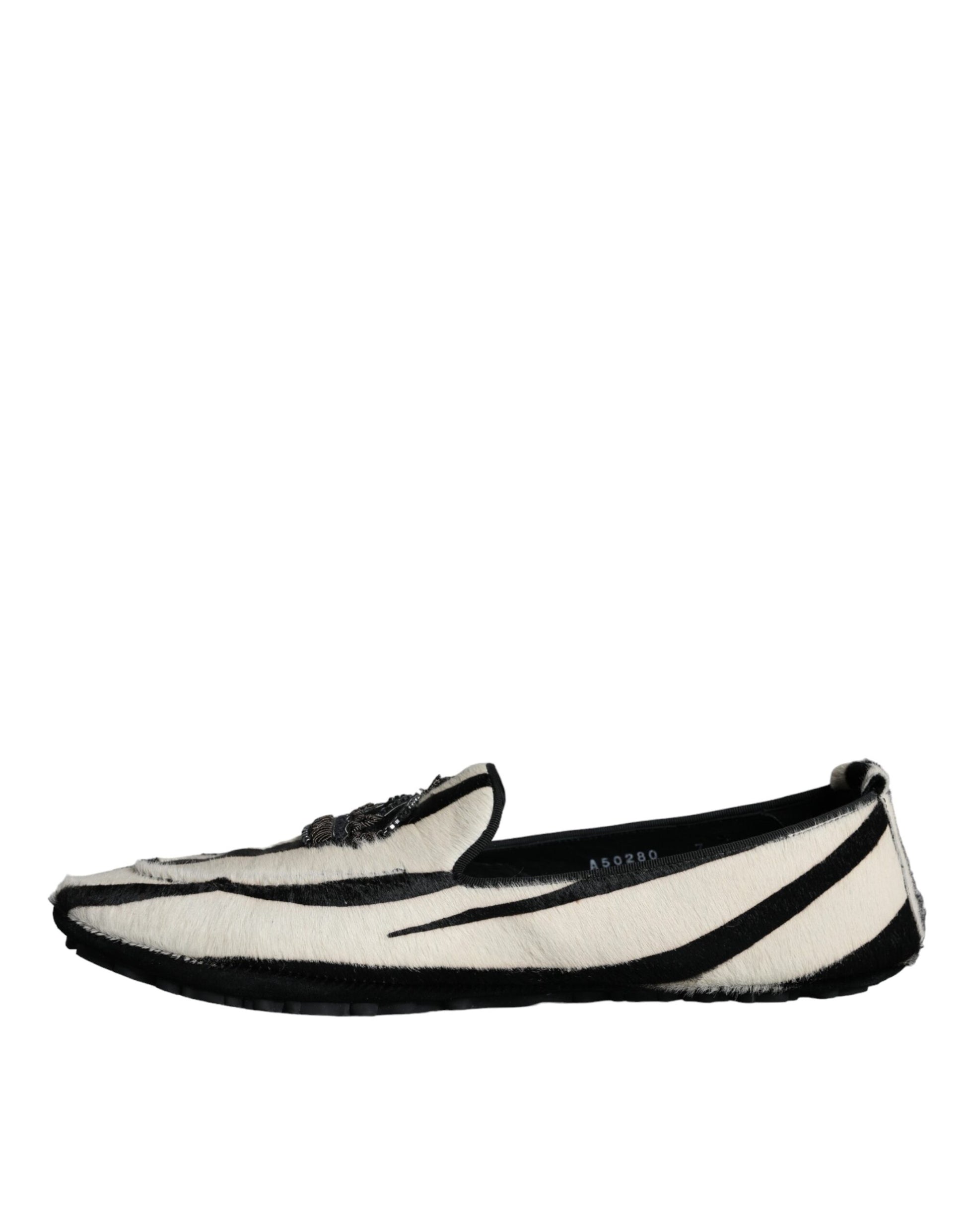 Mocasines sin cordones de piel de becerro en blanco y negro de Dolce &amp; Gabbana para hombre