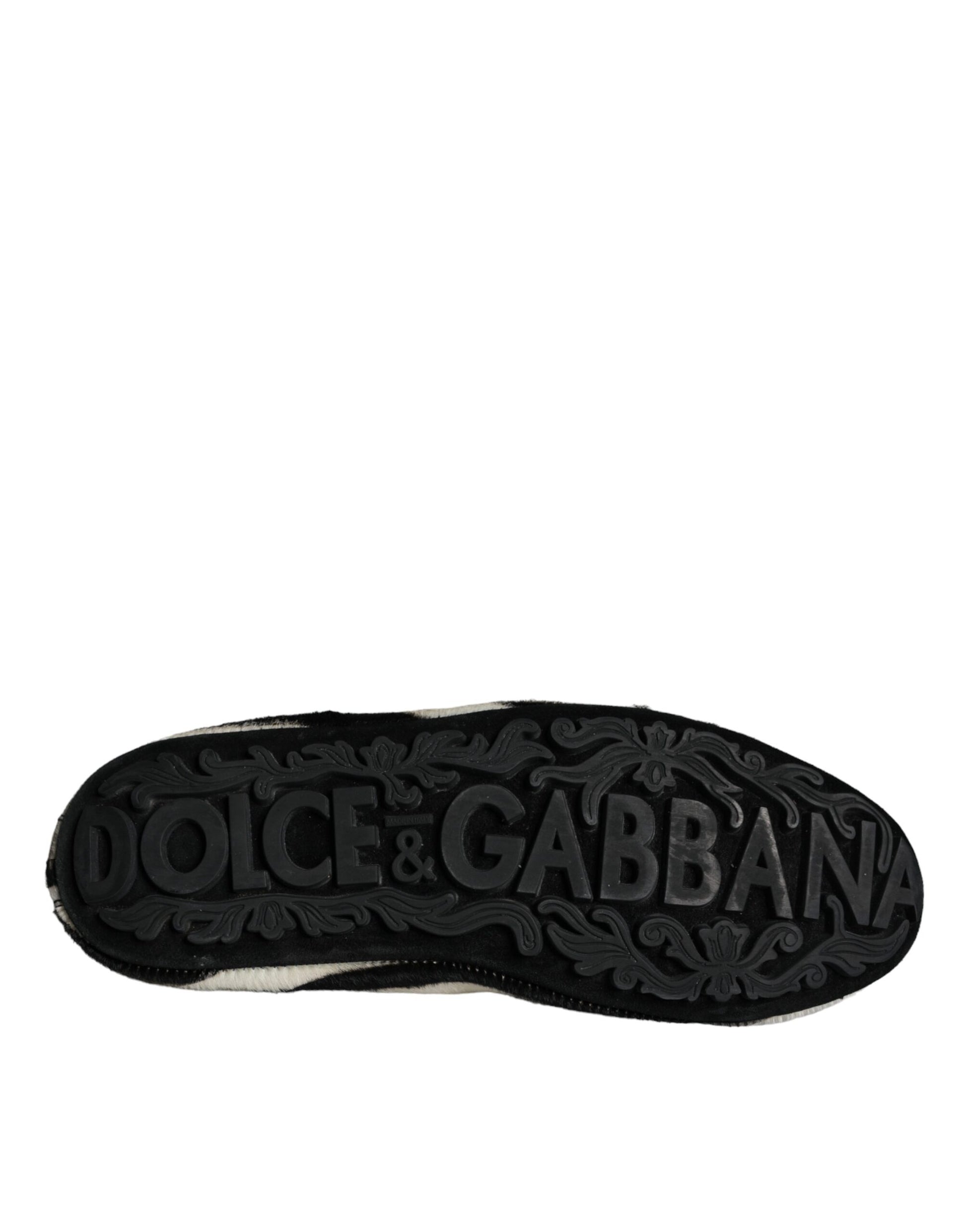 Mocasines sin cordones de piel de becerro en blanco y negro de Dolce &amp; Gabbana para hombre