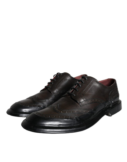 Zapatos formales de hombre con punta de ala Oxford de cuero negro de Dolce &amp; Gabbana