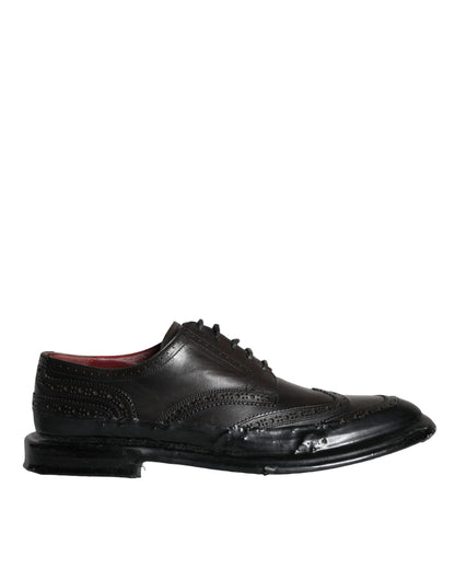 Zapatos formales de hombre con punta de ala Oxford de cuero negro de Dolce &amp; Gabbana