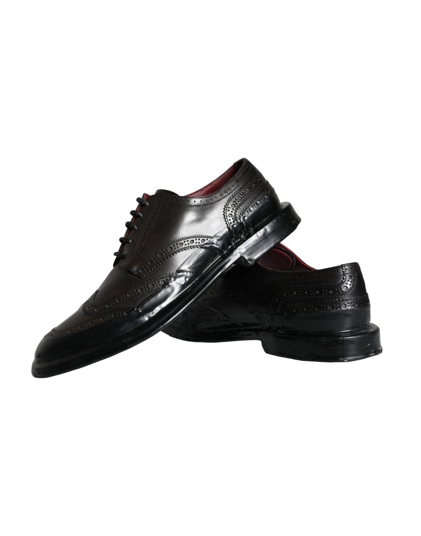 Zapatos formales de hombre con punta de ala Oxford de cuero negro de Dolce &amp; Gabbana