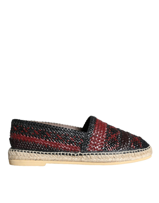 Alpargatas de piel tejida color granate y negro estilo búfalo de Dolce & Gabbana para hombre