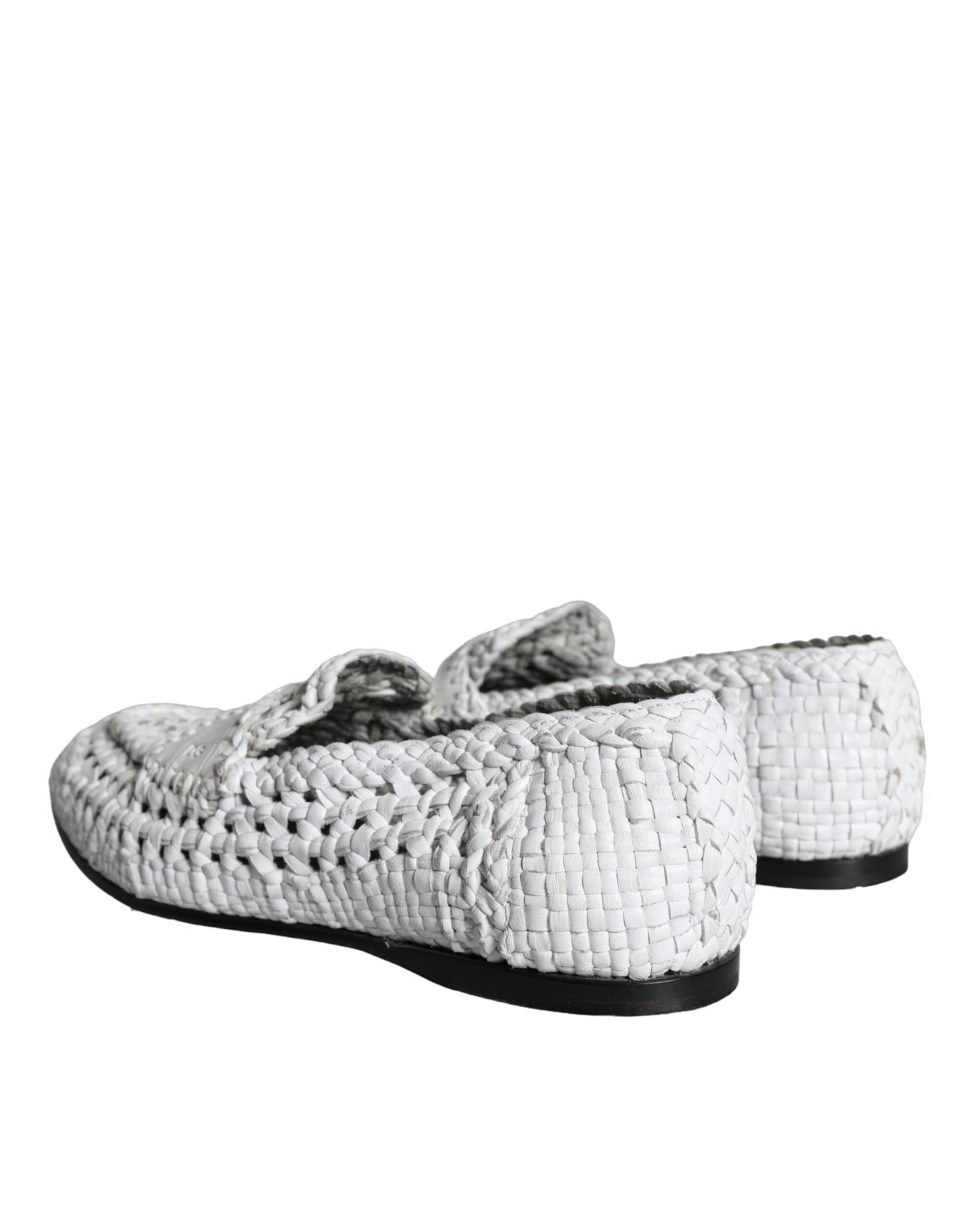 Mocasines sin cordones de piel tejida en color blanco de Dolce &amp; Gabbana para hombre