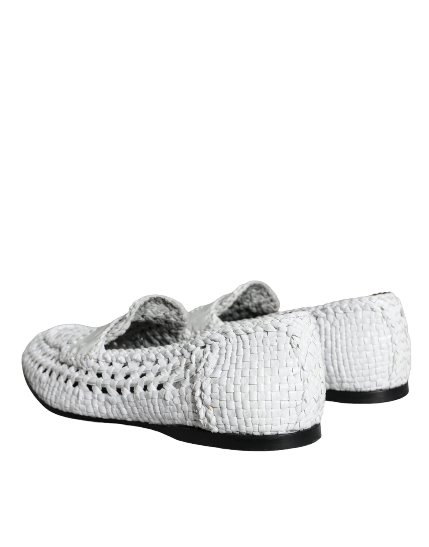 Mocasines sin cordones de piel tejida en color blanco de Dolce &amp; Gabbana para hombre