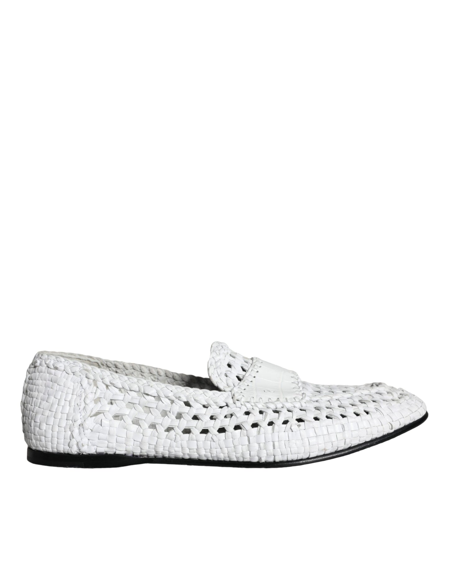 Mocasines sin cordones de piel tejida en color blanco de Dolce &amp; Gabbana para hombre