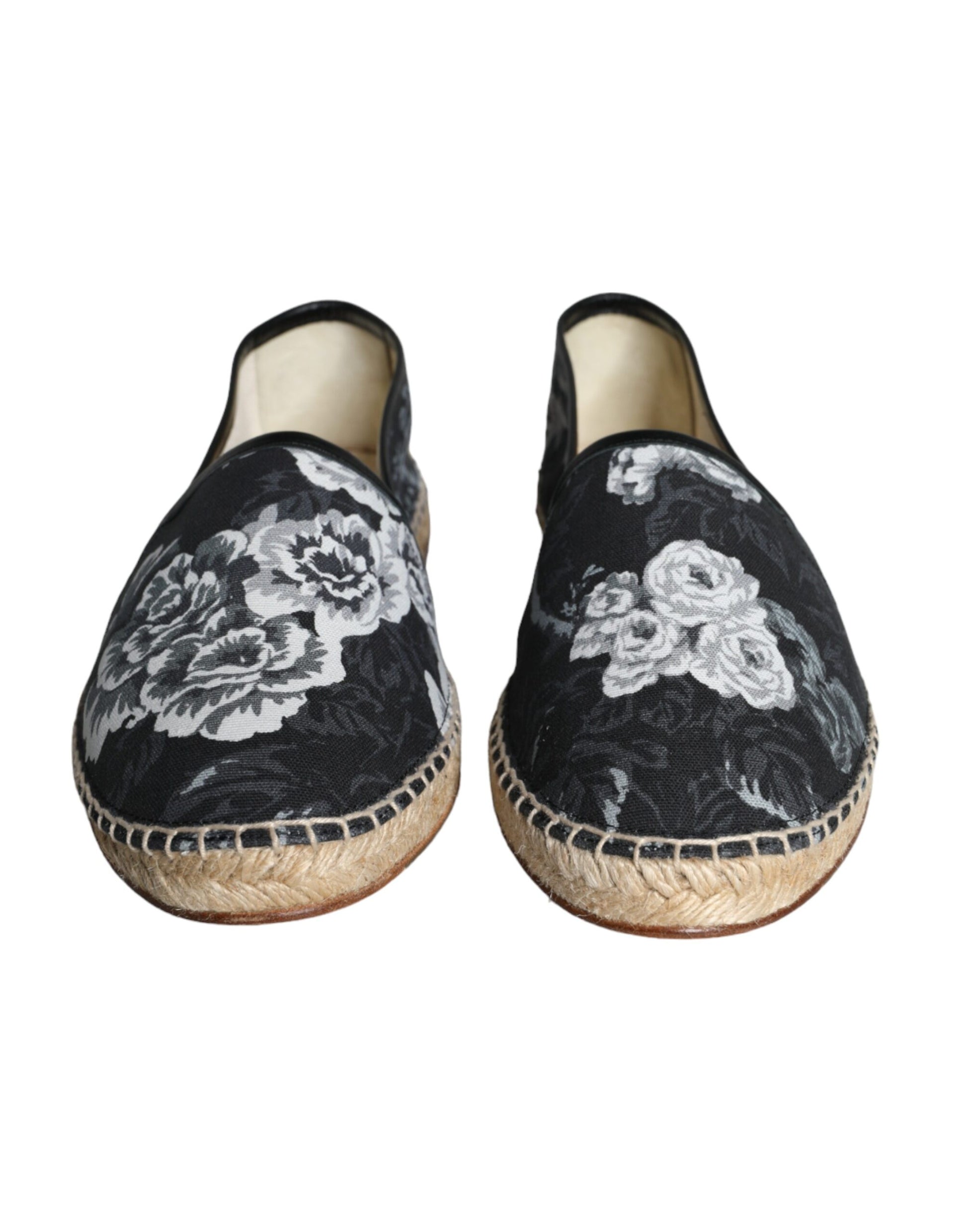 Alpargatas de piel de algodón con estampado floral negro de Dolce &amp; Gabbana