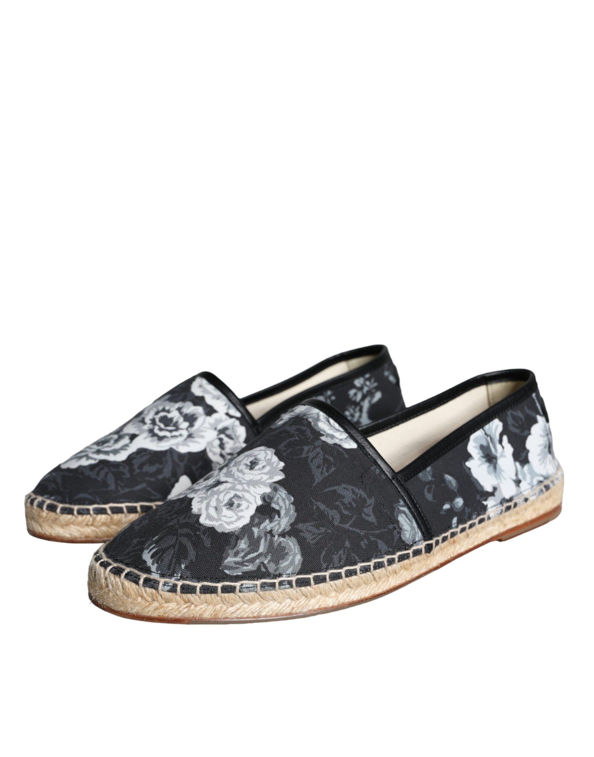 Alpargatas de piel de algodón con estampado floral negro de Dolce &amp; Gabbana