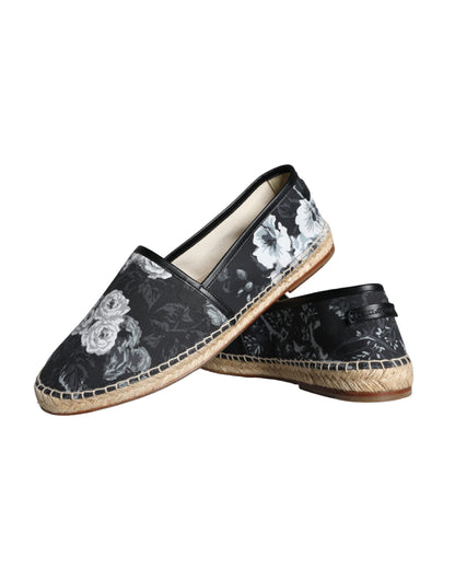 Alpargatas de piel de algodón con estampado floral negro de Dolce &amp; Gabbana