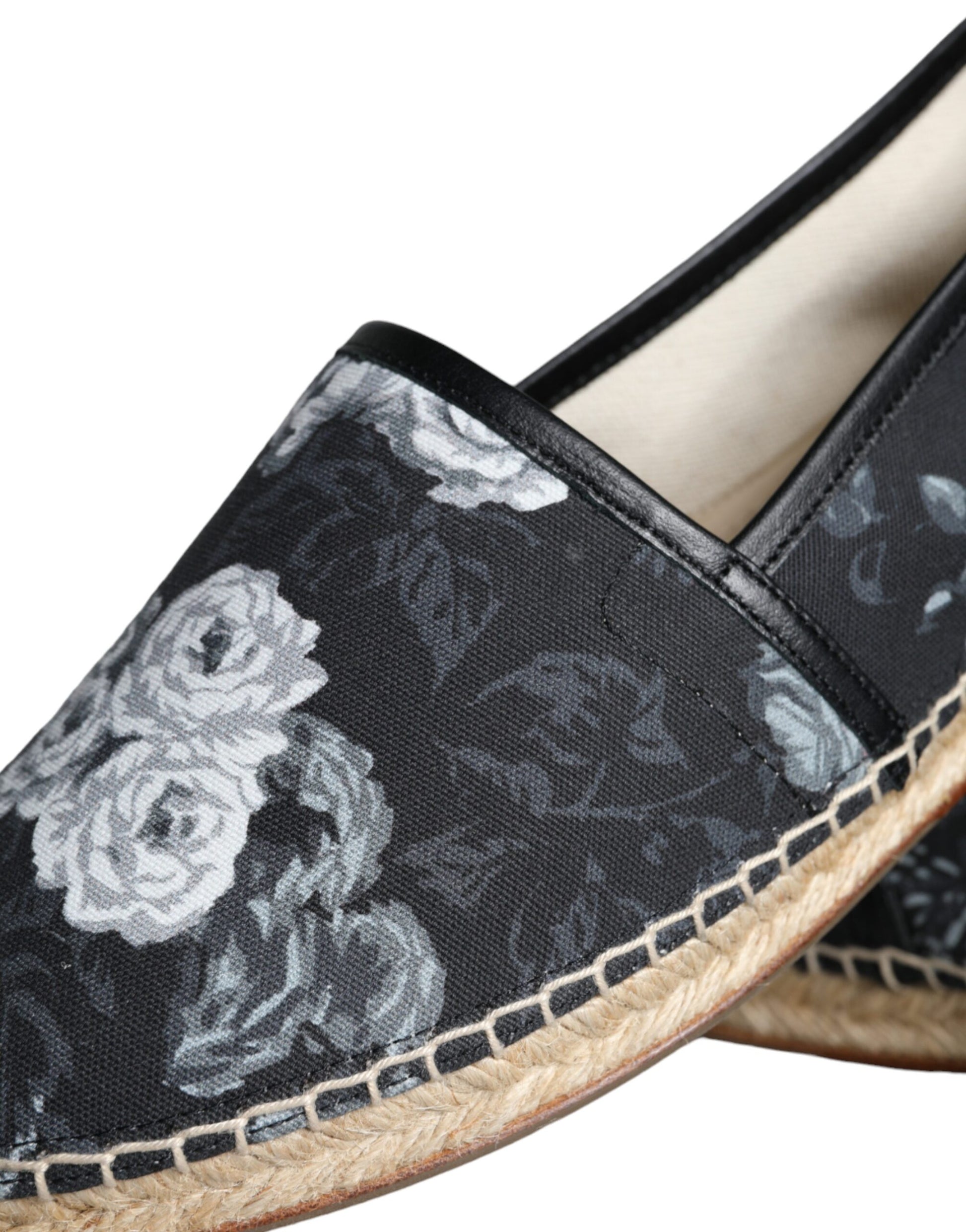 Alpargatas de piel de algodón con estampado floral negro de Dolce &amp; Gabbana