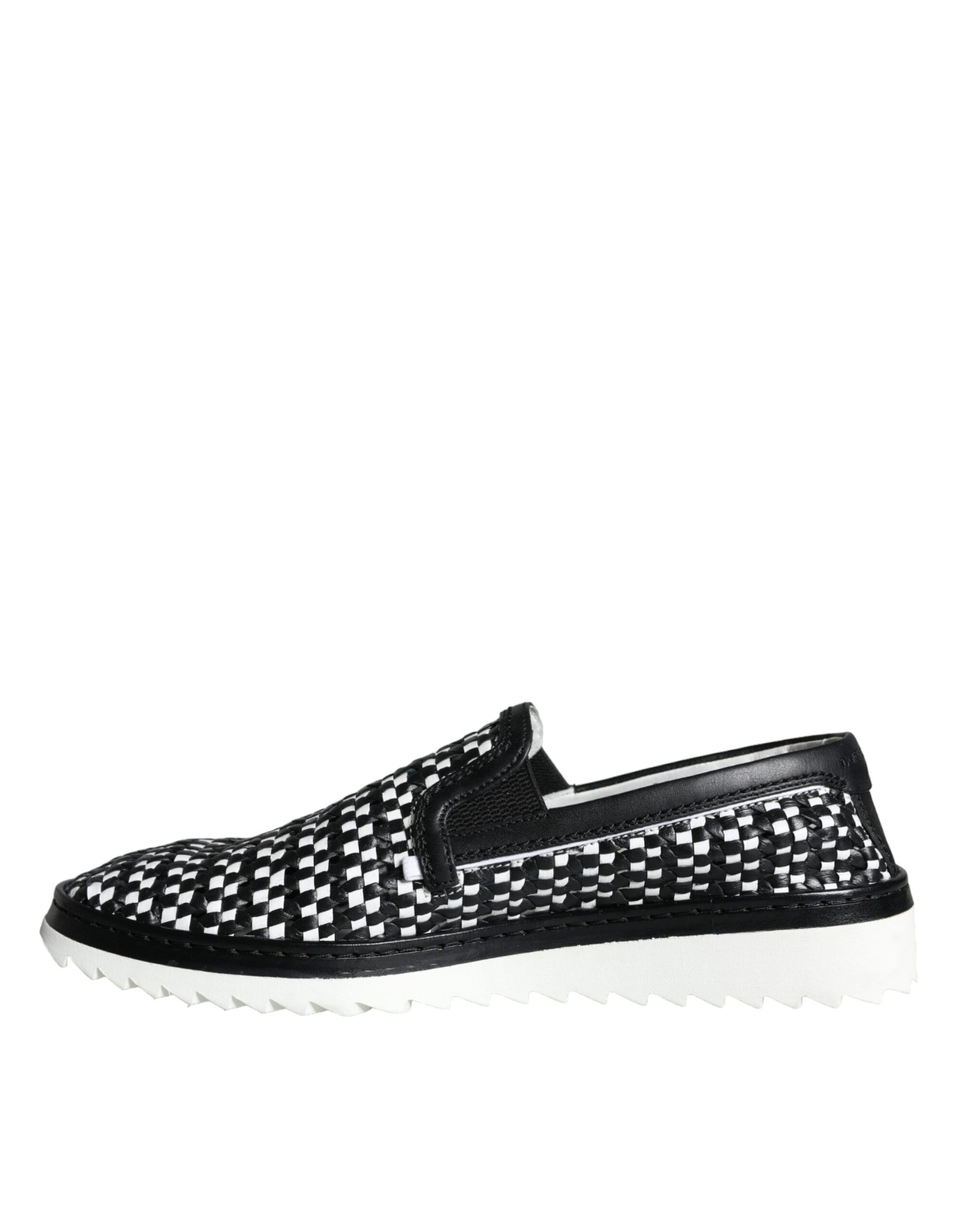 Mocasines sin cordones con diseño tejido en blanco y negro de Dolce &amp; Gabbana para hombre