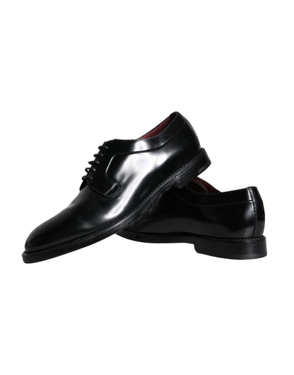 Dolce & Gabbana Black Calfskin Leather Derby Men Dress Shoes