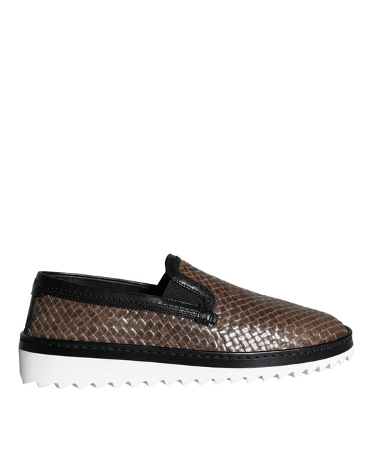 Mocasines de hombre de piel trenzada en marrón y negro de Dolce &amp; Gabbana