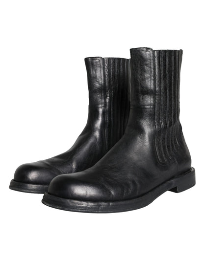 Botas de media caña de piel de caballo negra de Dolce &amp; Gabbana para hombre