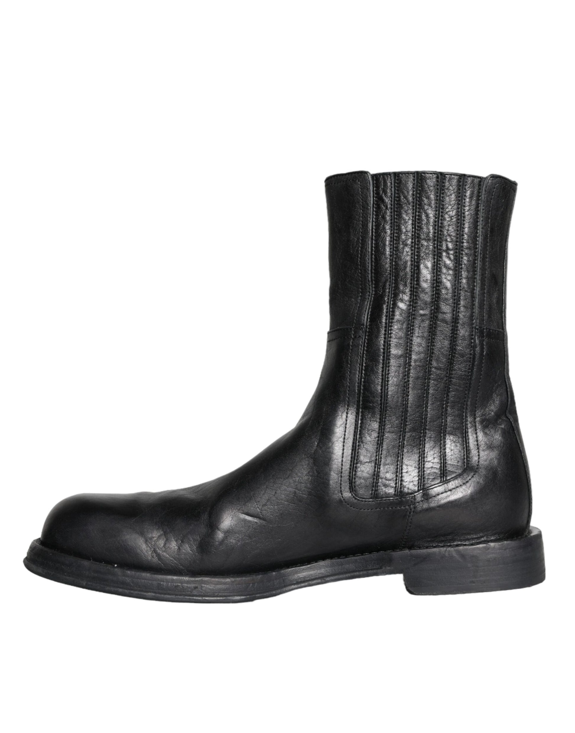 Botas de media caña de piel de caballo negra de Dolce &amp; Gabbana para hombre