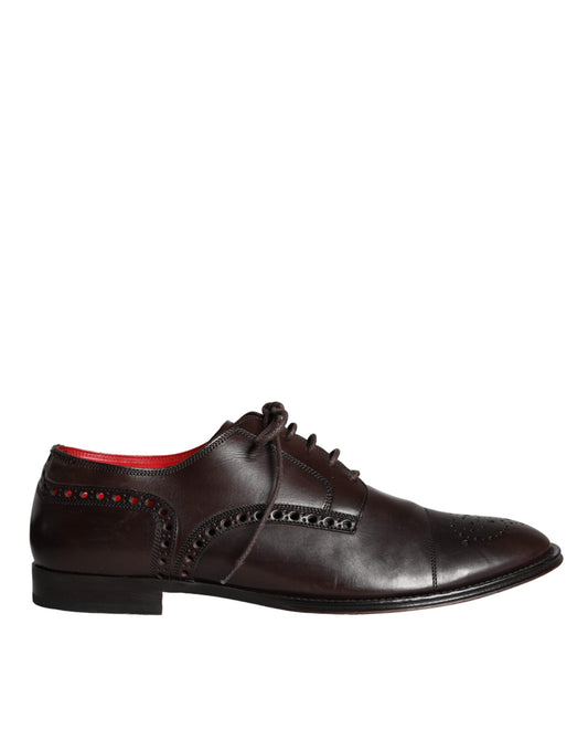 Zapatos oxford con cordones de piel de becerro marrón de Dolce &amp; Gabbana