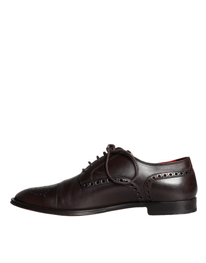 Dolce & Gabbana Brown Calfskin Leather Lace Up Oxford Shoes