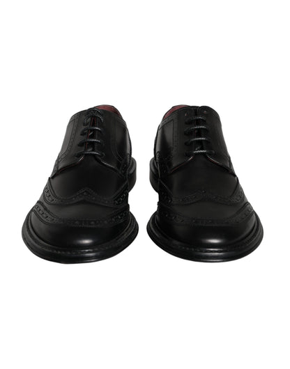 Zapatos formales de hombre con punta de ala Oxford de cuero negro de Dolce &amp; Gabbana