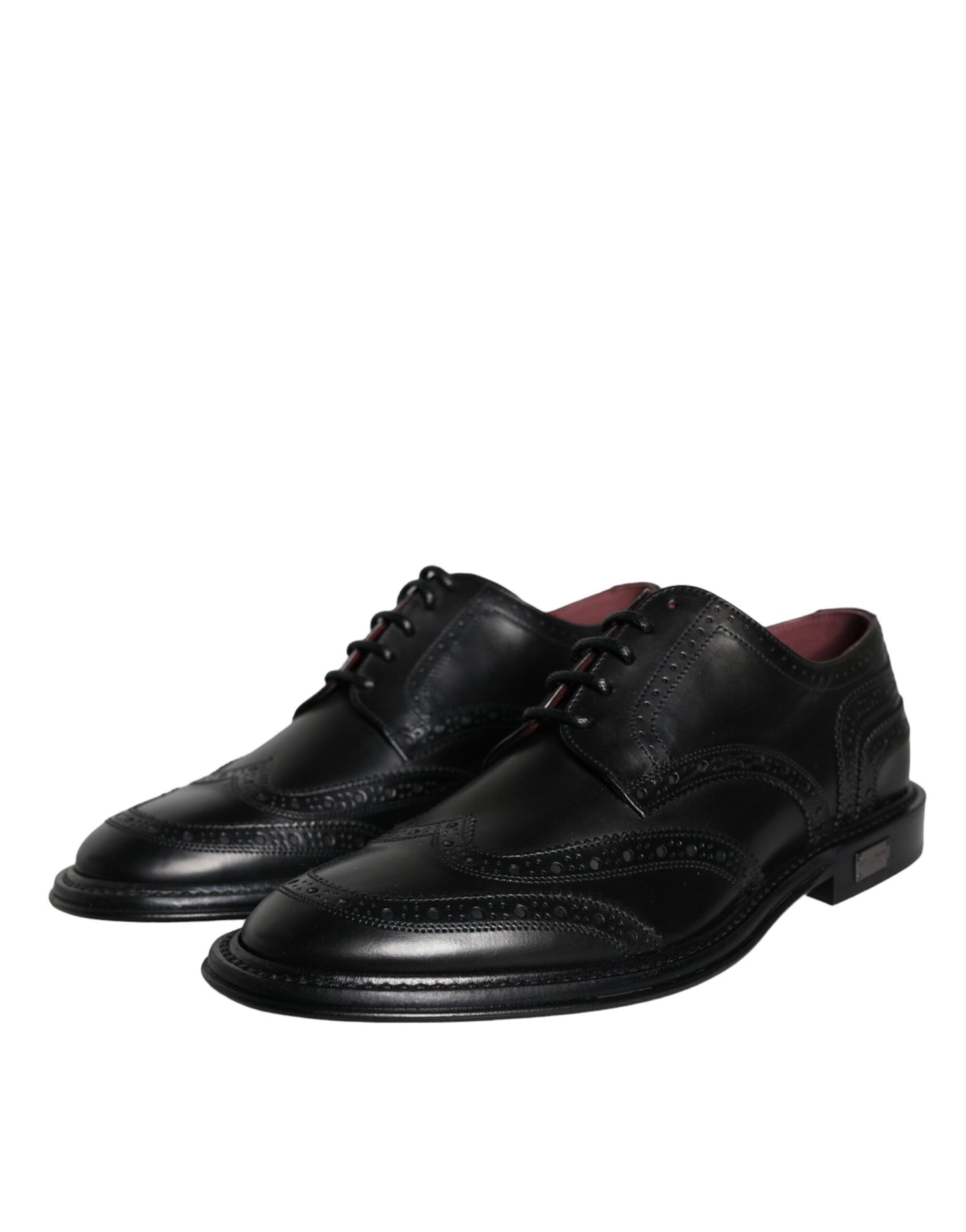 Zapatos formales de hombre con punta de ala Oxford de cuero negro de Dolce &amp; Gabbana