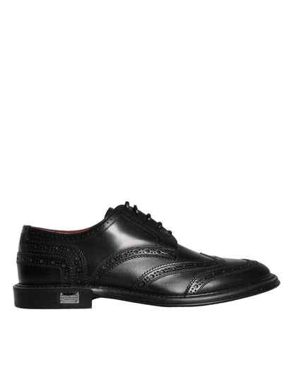 Zapatos formales de hombre con punta de ala Oxford de cuero negro de Dolce &amp; Gabbana