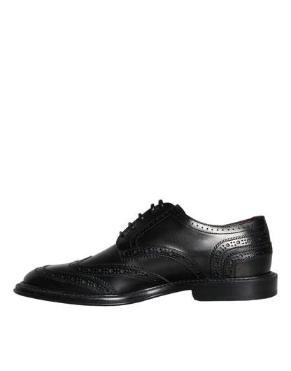 Zapatos formales de hombre con punta de ala Oxford de cuero negro de Dolce &amp; Gabbana