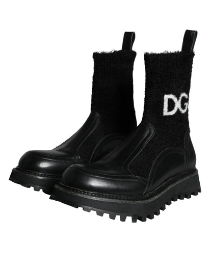 Botines negros tipo calcetín con logo DG de Dolce &amp; Gabbana