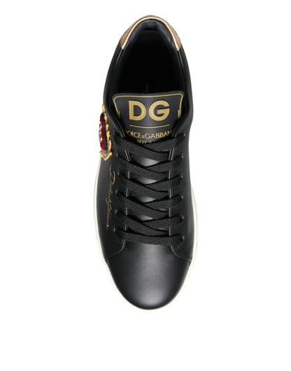 Zapatillas deportivas negras Portofino Sacred Heart de Dolce &amp; Gabbana