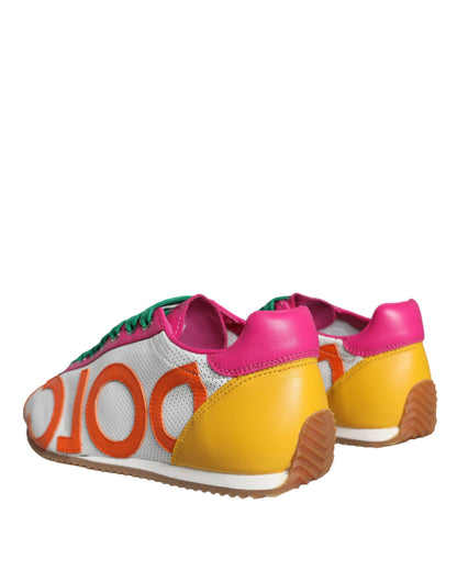 Zapatillas deportivas casuales con logotipo de cuero multicolor de Dolce &amp; Gabbana