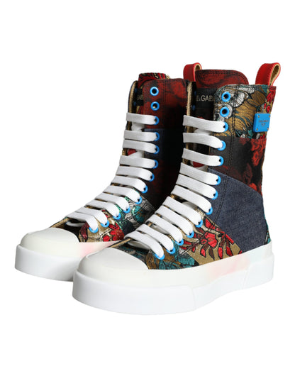 Zapatillas altas con logo de patchwork multicolor de Dolce &amp; Gabbana