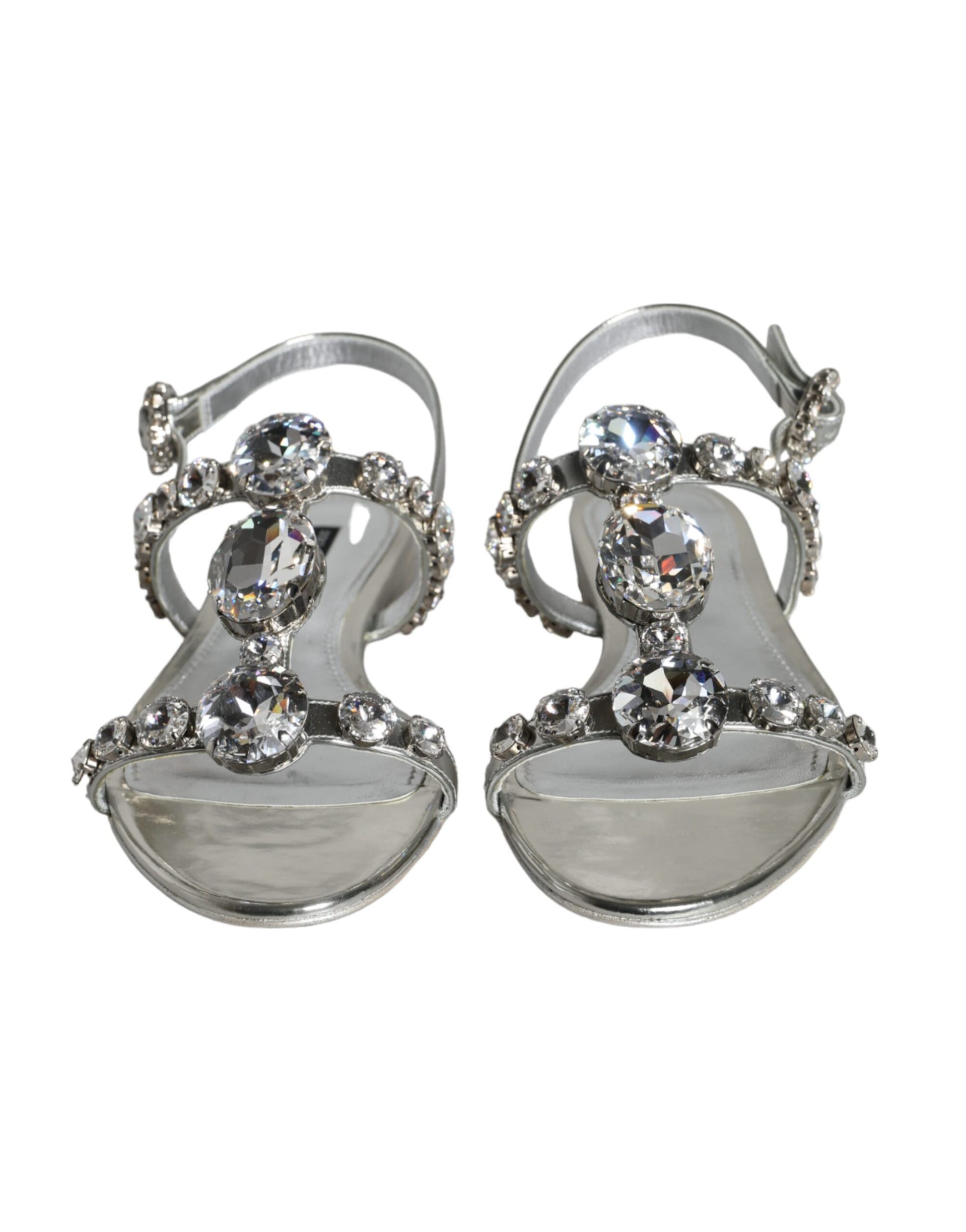 Sandalias planas con cristales plateados de Dolce &amp; Gabbana, chanclas y zapatos