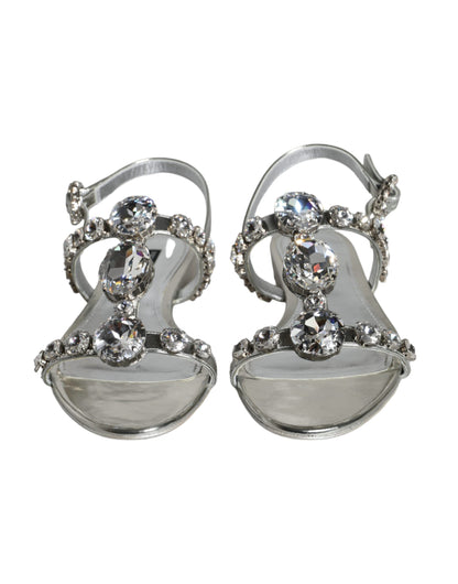 Sandalias planas con cristales plateados de Dolce &amp; Gabbana, chanclas y zapatos