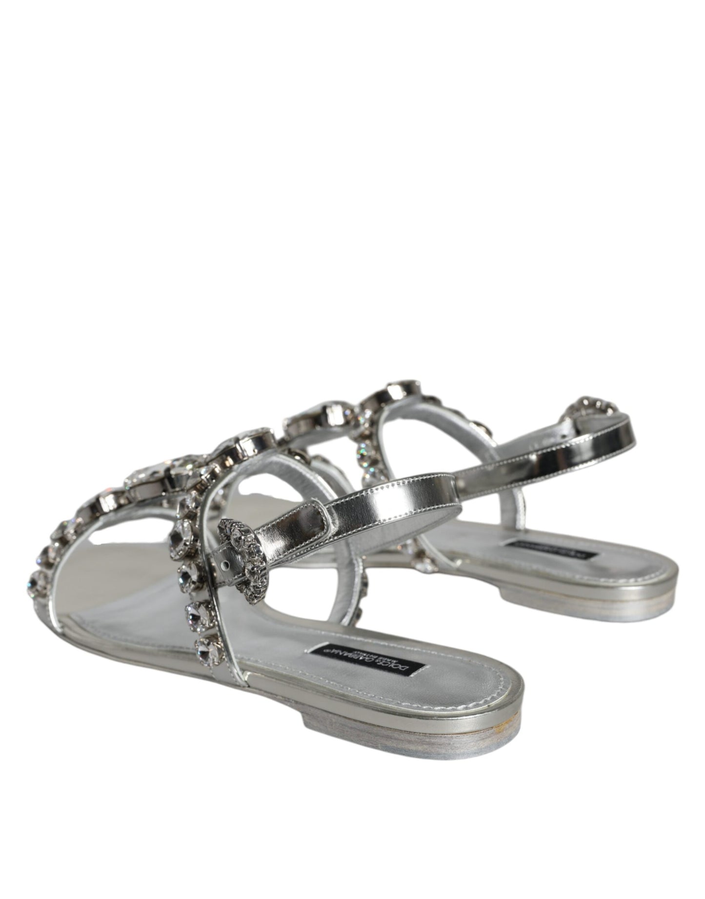 Sandalias planas con cristales plateados de Dolce &amp; Gabbana, chanclas y zapatos